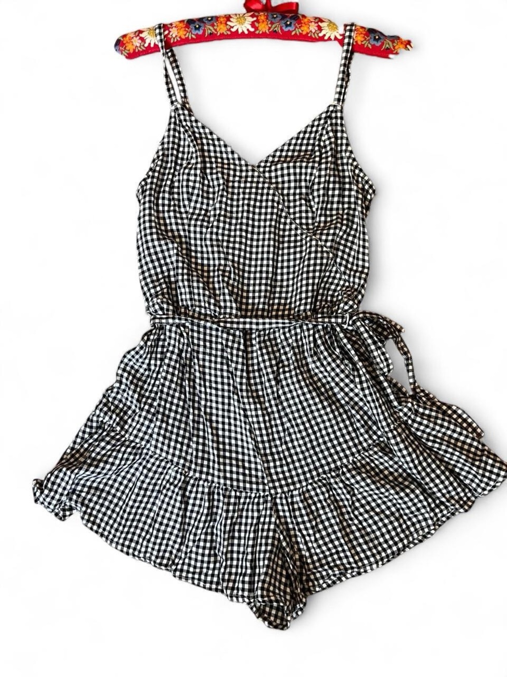 Hollister gingham romper black & white - size medium - excellent condition